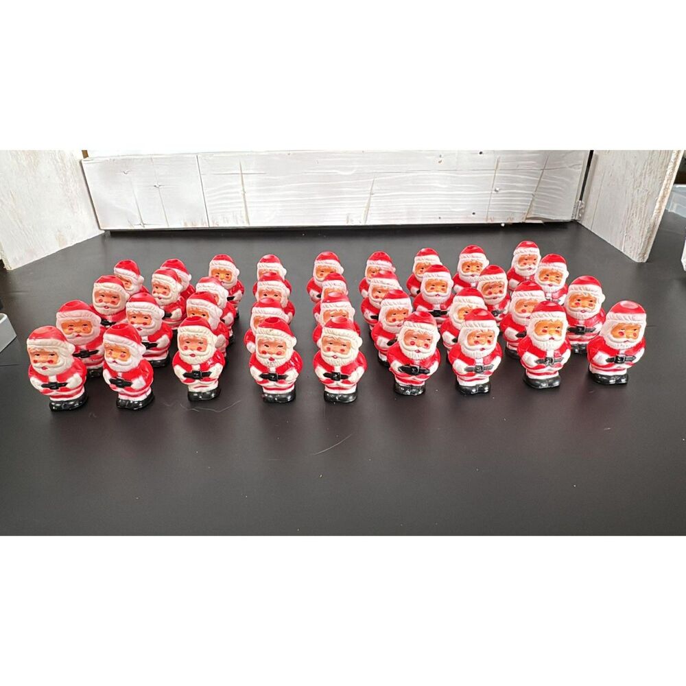 Lot of 36 Vintage Santa Blow Mold String Light Covers 2 inches